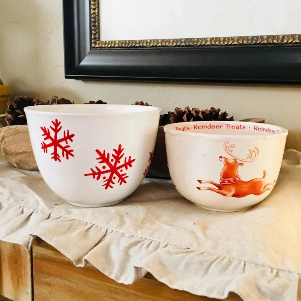 Hallmark reindeer Christmas Bowls snowflake winter holiday candy kitchen…